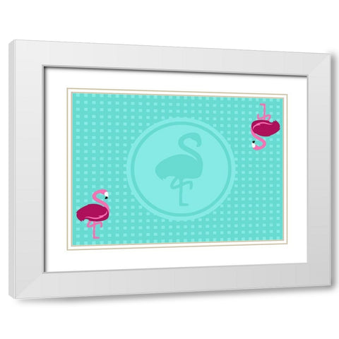 Flamingo Placemat Two White Modern Wood Framed Art Print with Double Matting by Villa, Mlli