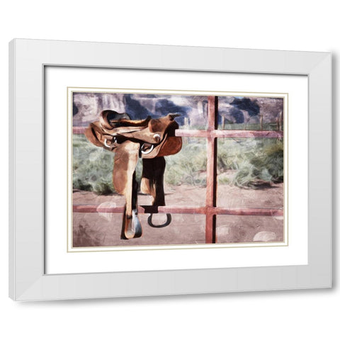 Saddle Up White Modern Wood Framed Art Print with Double Matting by Villa, Mlli