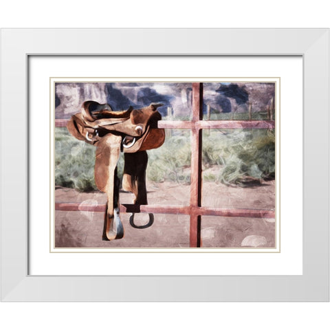 Saddle Up White Modern Wood Framed Art Print with Double Matting by Villa, Mlli