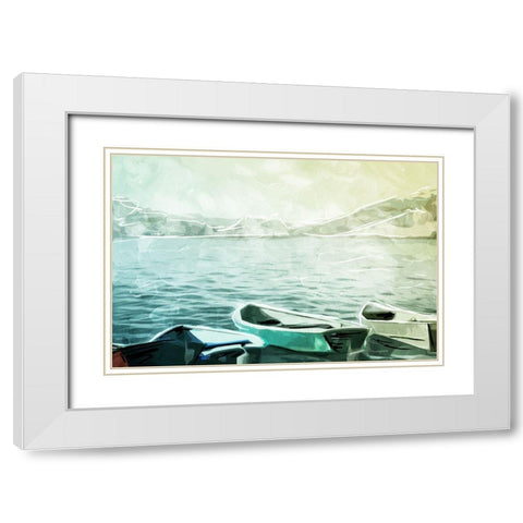 Boats in the Water White Modern Wood Framed Art Print with Double Matting by Villa, Mlli