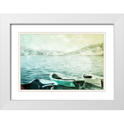 Boats in the Water White Modern Wood Framed Art Print with Double Matting by Villa, Mlli