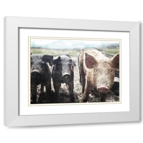 Three Little Pigs White Modern Wood Framed Art Print with Double Matting by Villa, Mlli