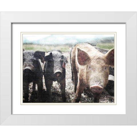 Three Little Pigs White Modern Wood Framed Art Print with Double Matting by Villa, Mlli