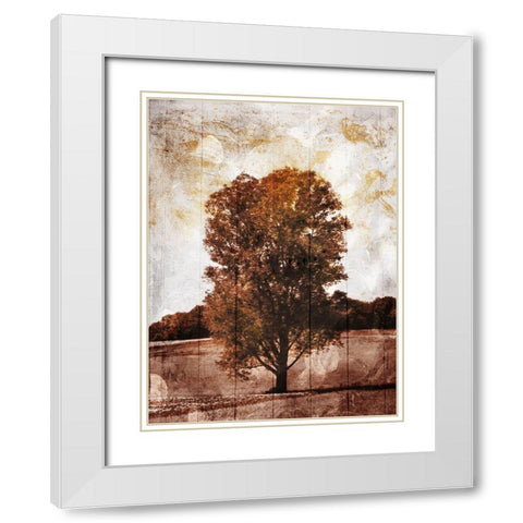Lonely Fall Tree White Modern Wood Framed Art Print with Double Matting by Villa, Mlli