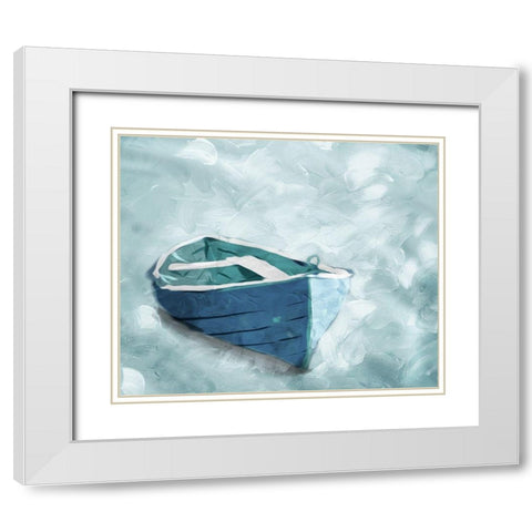 Lonely Boat White Modern Wood Framed Art Print with Double Matting by Villa, Mlli