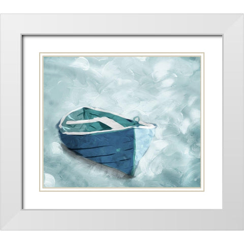 Lonely Boat White Modern Wood Framed Art Print with Double Matting by Villa, Mlli