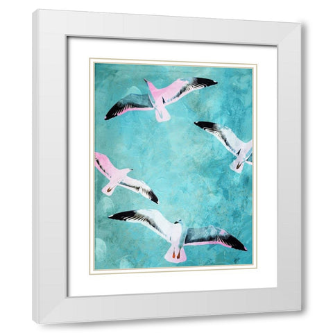 Birds In The Sky White Modern Wood Framed Art Print with Double Matting by Villa, Mlli