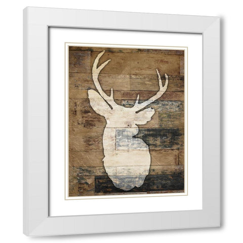 Look At Me Deer White Modern Wood Framed Art Print with Double Matting by Villa, Mlli