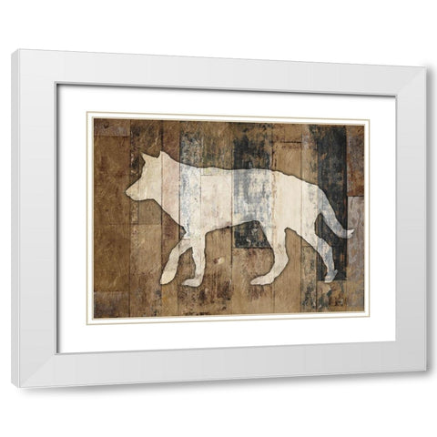 Look At Me Wolf White Modern Wood Framed Art Print with Double Matting by Villa, Mlli