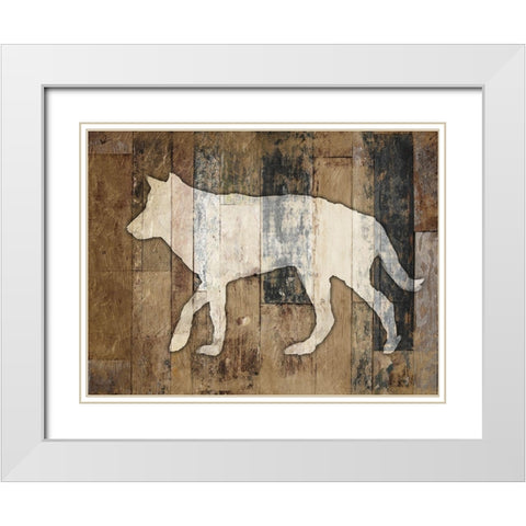 Look At Me Wolf White Modern Wood Framed Art Print with Double Matting by Villa, Mlli