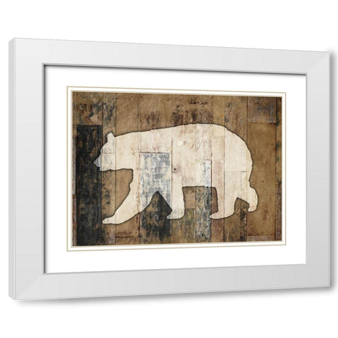 Look At Me Bear White Modern Wood Framed Art Print with Double Matting by Villa, Mlli