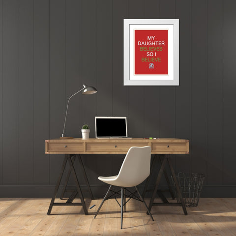 Daughter Believes Red White Modern Wood Framed Art Print with Double Matting by Villa, Mlli