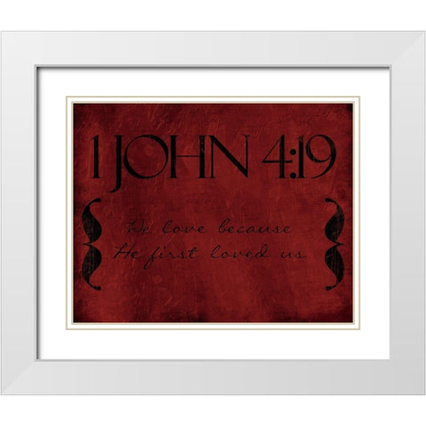 John We Love White Modern Wood Framed Art Print with Double Matting by Villa, Mlli