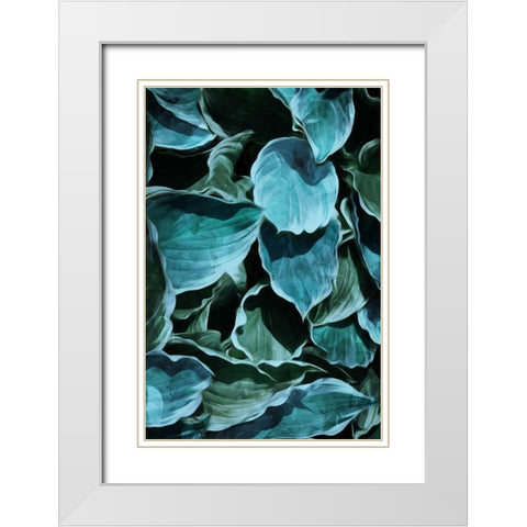 TealMuli Leaves White Modern Wood Framed Art Print with Double Matting by Villa, Milli