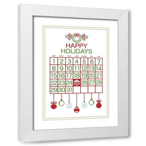 Happy Holidays Colors White Modern Wood Framed Art Print with Double Matting by Villa, Mlli