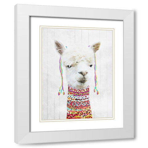 Dressed Llama White Modern Wood Framed Art Print with Double Matting by Villa, Mlli