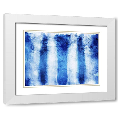 Blue Stripes White Modern Wood Framed Art Print with Double Matting by Villa, Mlli