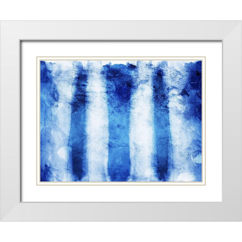 Blue Stripes White Modern Wood Framed Art Print with Double Matting by Villa, Mlli