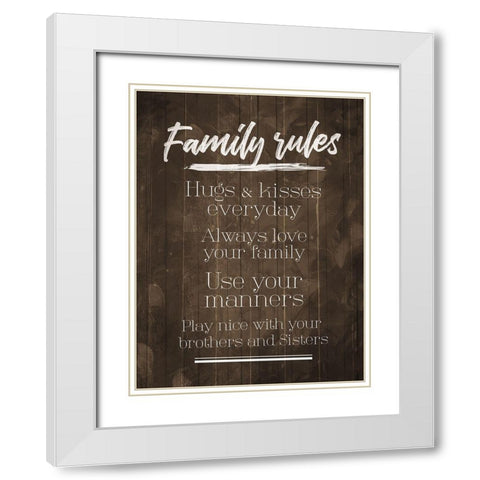 Family Rules Wood Tone White Modern Wood Framed Art Print with Double Matting by Villa, Mlli