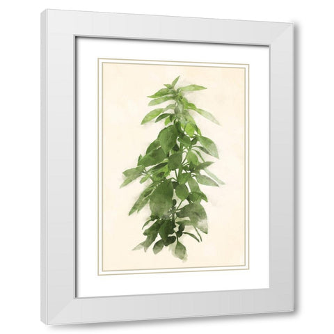 Green Leaves Mate White Modern Wood Framed Art Print with Double Matting by Villa, Mlli