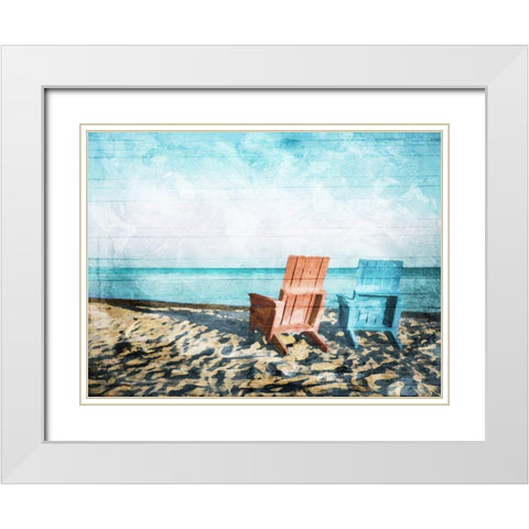 Relaxing At The Beach White Modern Wood Framed Art Print with Double Matting by Villa, Mlli