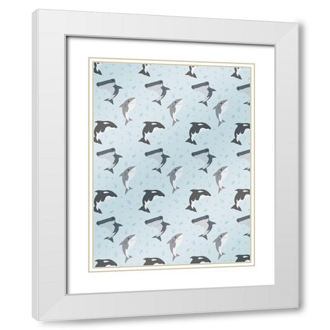 Happy Fish White Modern Wood Framed Art Print with Double Matting by Villa, Mlli