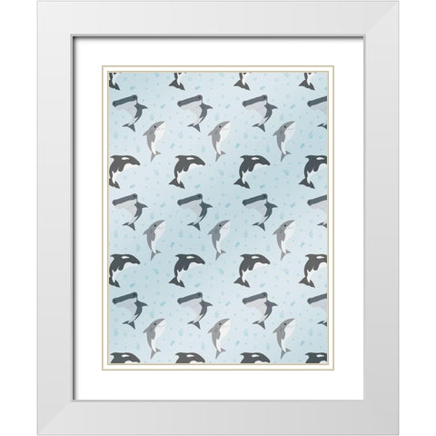 Happy Fish White Modern Wood Framed Art Print with Double Matting by Villa, Mlli