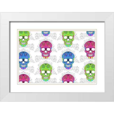 Bright Skulls White Modern Wood Framed Art Print with Double Matting by Villa, Mlli