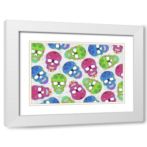 Fun Skulls White Modern Wood Framed Art Print with Double Matting by Villa, Mlli