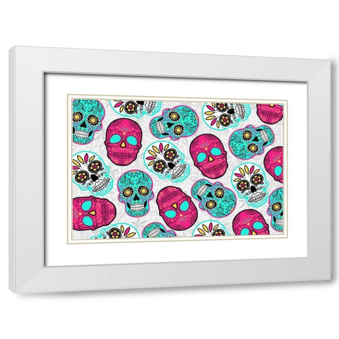 More Fun Skulls White Modern Wood Framed Art Print with Double Matting by Villa, Mlli