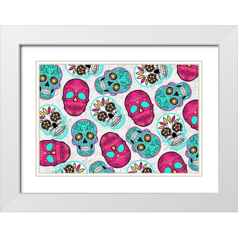 More Fun Skulls White Modern Wood Framed Art Print with Double Matting by Villa, Mlli