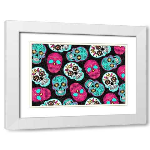 More Fun Skulls Reverse White Modern Wood Framed Art Print with Double Matting by Villa, Mlli