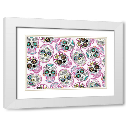 Pink Skulls Reverse White Modern Wood Framed Art Print with Double Matting by Villa, Mlli