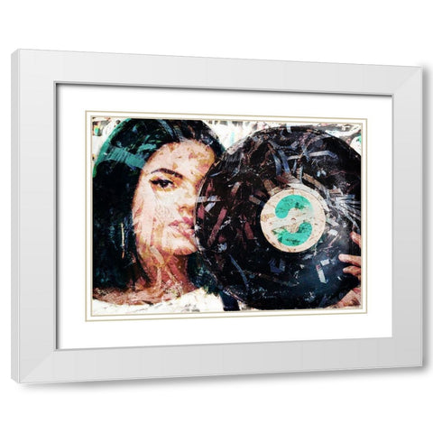 Record Scraps White Modern Wood Framed Art Print with Double Matting by Villa, Mlli