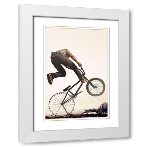 Ferris Bike White Modern Wood Framed Art Print with Double Matting by Villa, Mlli