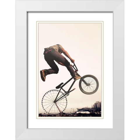 Ferris Bike White Modern Wood Framed Art Print with Double Matting by Villa, Mlli