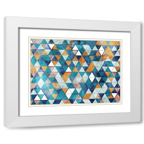 Teal Tri Pops White Modern Wood Framed Art Print with Double Matting by Villa, Mlli