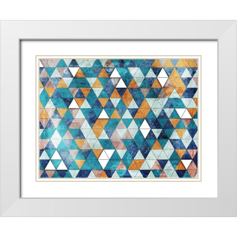 Teal Tri Pops White Modern Wood Framed Art Print with Double Matting by Villa, Mlli