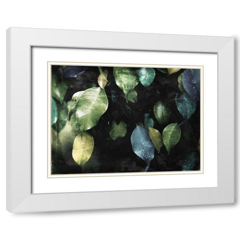 Hanging Leaves White Modern Wood Framed Art Print with Double Matting by Villa, Mlli