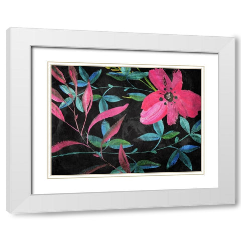 Tropical Flower Mix White Modern Wood Framed Art Print with Double Matting by Villa, Mlli