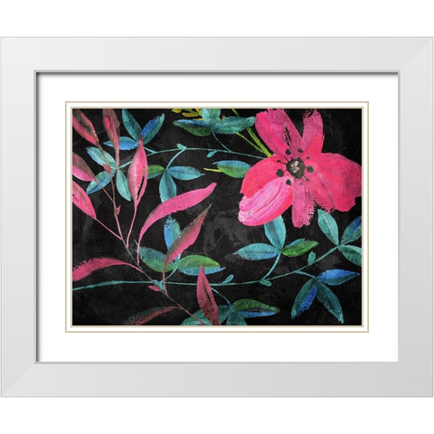 Tropical Flower Mix White Modern Wood Framed Art Print with Double Matting by Villa, Mlli