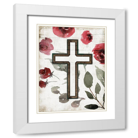 Cross Rose White Modern Wood Framed Art Print with Double Matting by Villa, Mlli