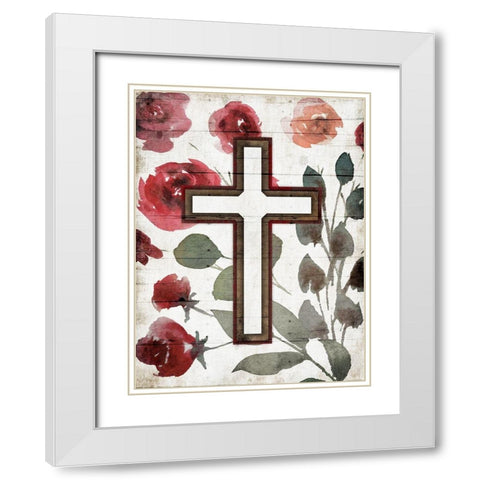 Cross Rose Mate White Modern Wood Framed Art Print with Double Matting by Villa, Mlli
