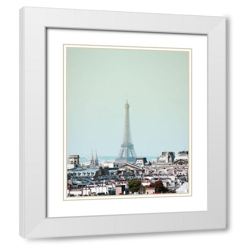 Eiffel Day White Modern Wood Framed Art Print with Double Matting by Villa, Mlli