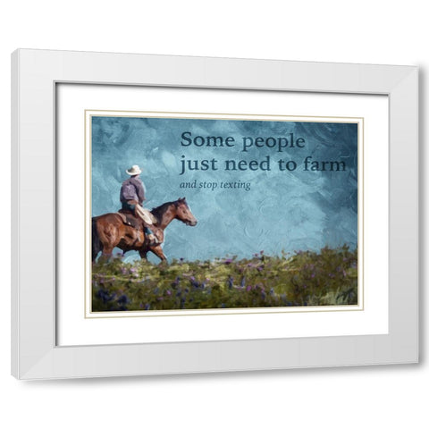No Cowboy Texting White Modern Wood Framed Art Print with Double Matting by Villa, Mlli