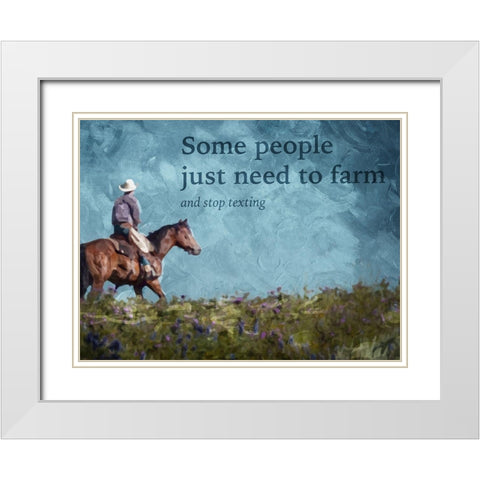 No Cowboy Texting White Modern Wood Framed Art Print with Double Matting by Villa, Mlli