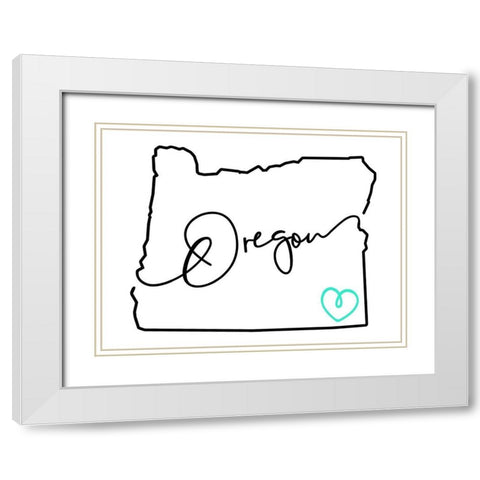 Oregon Love White Modern Wood Framed Art Print with Double Matting by Villa, Mlli