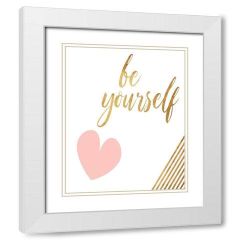 Be Yourself Heart White Modern Wood Framed Art Print with Double Matting by Villa, Mlli