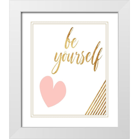 Be Yourself Heart White Modern Wood Framed Art Print with Double Matting by Villa, Mlli