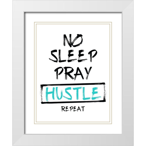 No Sleep Teal White Modern Wood Framed Art Print with Double Matting by Villa, Mlli